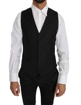 Dolce & Gabbana Black Solid Wool Silk Waistcoat Vest - IT46 | S - Vests
