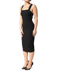 Dolce & Gabbana Black Square Neck Sleeveless Midi Dress - IT40|S