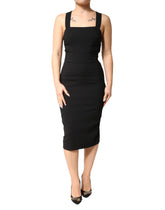 Dolce & Gabbana Black Square Neck Sleeveless Midi Dress - IT40|S