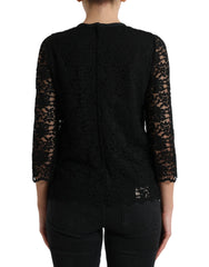 Dolce & Gabbana Black STAFF Blouse Floral Lace Nylon Top - IT42|M - Blouses