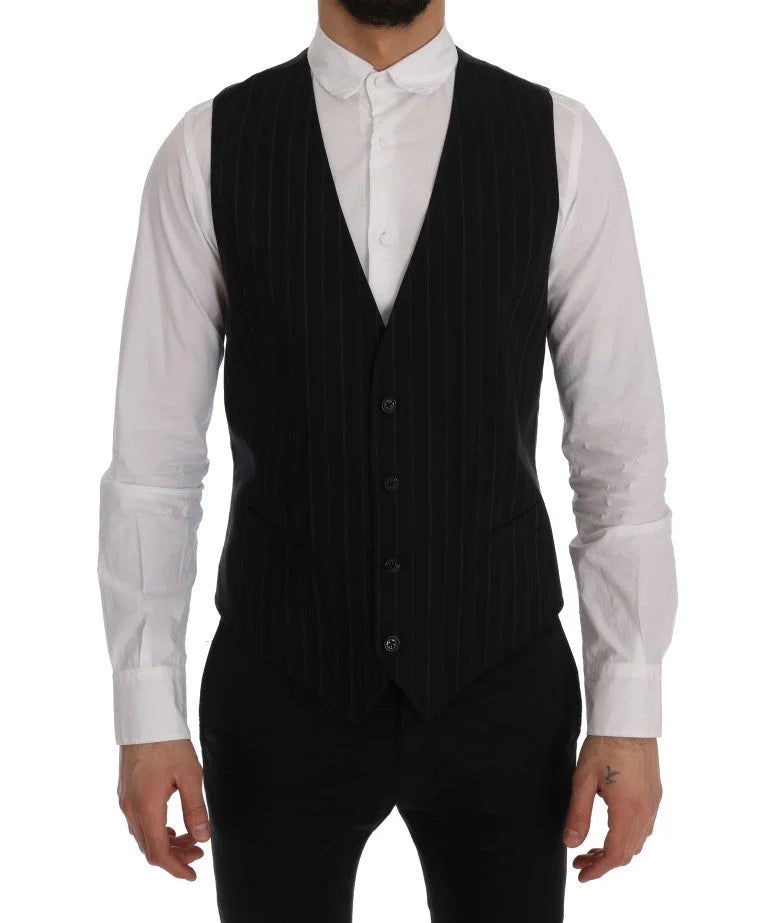 Dolce & Gabbana Black STAFF Cotton Striped Vest - IT52 | XL - Vests