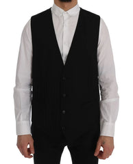 Dolce & Gabbana Black STAFF Wool Stretch Vest - IT50 | L - Vests