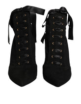 Dolce & Gabbana Black Stiletto Heels Lace Up Boots Shoes - EU37/US6.5 - Boots