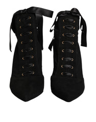 Botas de Tacón de Aguja Dolce & Gabbana Negras con Cordones - Talla EU37/US6.5 - Botas