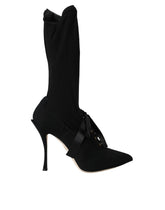 Dolce & Gabbana Black Stiletto Heels Mid Calf Boots Shoes - Boots