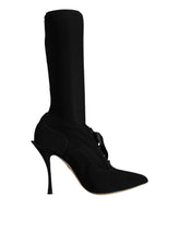 Dolce & Gabbana Black Stiletto Heels Mid Calf Boots Shoes - Boots