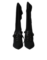 Dolce & Gabbana must Stiletto Kannad Keskmise Varrega Saapad