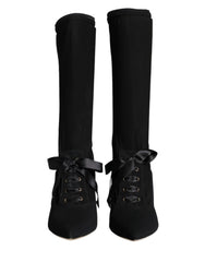 Dolce & Gabbana Black Stiletto Heels Mid Calf Boots Shoes - EU38.5/US8 - Boots