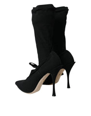 Dolce & Gabbana Black Stiletto Heels Mid Calf Boots Shoes - EU39/US8.5 - Boots