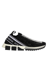 Dolce & Gabbana Black Strass Slip On Men Sorrento Sneakers Shoes - EU42.5/US9.5