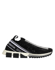 Dolce & Gabbana Black Strass Slip On Men Sorrento Sneakers Shoes - EU42.5/US9.5