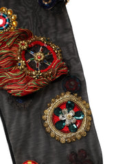 Dolce & Gabbana Black Stretch Carretto Crystal Stockings Socks - M - Hosiery