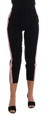 Dolce & Gabbana Black Stretch Pink Stripes Capri Pants - IT36 | XS - Trousers