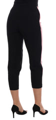 Dolce & Gabbana Black Stretch Pink Stripes Capri Pants - IT36 | XS - Trousers
