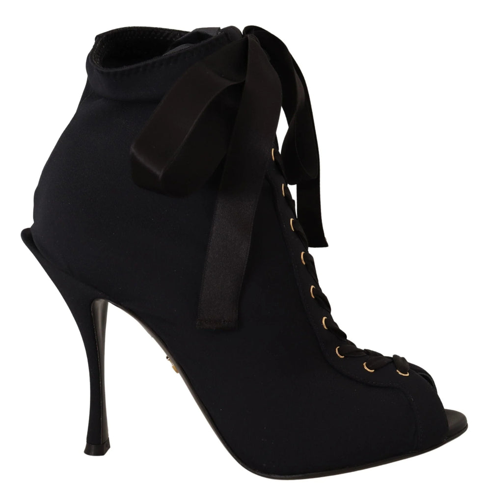 Dolce & Gabbana Black Stretch Short Ankle Boots Shoes - Boots