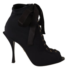 Dolce & Gabbana Black Stretch Short Ankle Boots Shoes - Boots