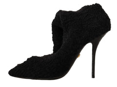 Dolce & Gabbana Black Stretch Socks Knee High Booties Shoes - EU41/US10.5