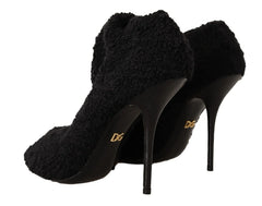 Dolce & Gabbana Black Stretch Socks Knee High Booties Shoes - EU41/US10.5