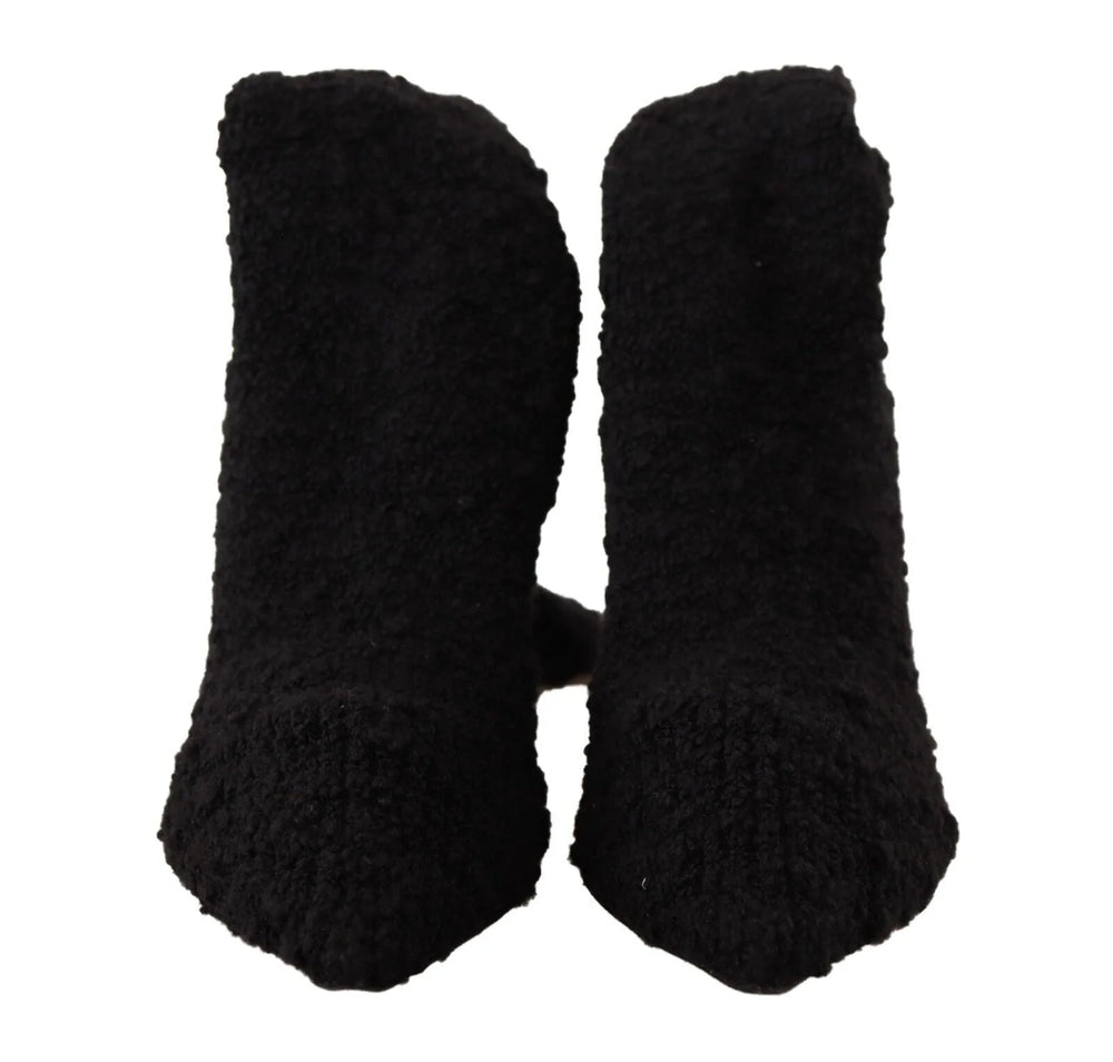 Dolce & Gabbana Black Stretch Socks Knee High Booties Shoes - EU41/US10.5