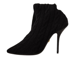 Dolce & Gabbana Black Stretch Socks Knee High Booties Shoes - EU38/US7.5