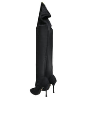 Dolce & Gabbana Black Stretch Socks Knee High Boots Shoes