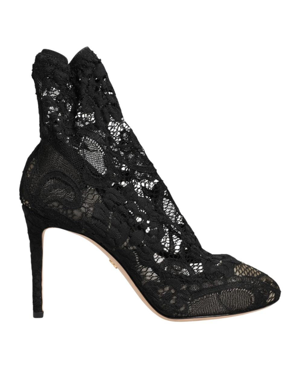 Dolce & Gabbana Black Stretch Socks Taormina Lace Boot Shoes - EU38/US7.5