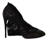 Dolce & Gabbana Black Stretch Socks Taormina Lace Boots Shoes - Boots