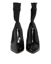 Dolce & Gabbana Black Stretch Stilettos Booties Socks Shoes - EU37/US6.5