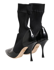 Dolce & Gabbana Black Stretch Stilettos Booties Socks Shoes - EU37/US6.5