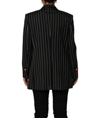 Dolce & Gabbana Black Stripe Double-Breasted Blazer Jacket - IT46|XL