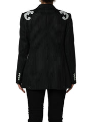 Dolce & Gabbana Black Stripe Double-Breasted Blazer Jacket - IT50|3XL