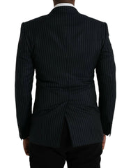 Dolce & Gabbana Black Stripe SICILIA Double Breasted Coat Blazer - IT46 | S - Sport Jackets