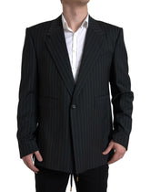 Dolce & Gabbana Black Stripe Single Breasted SICILIA Blazer - IT58 | XXL - Sport Jackets