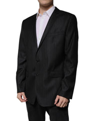 Dolce & Gabbana Black Stripe Wool Single Breasted Blazer - IT54 | XL - Sport Jackets