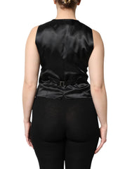 Dolce & Gabbana Black Striped Button Down Sleeveless Vest Top - IT42|M - Vests