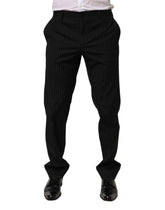 Dolce & Gabbana Black Striped Dress Formal Men Trouser Pants - IT48 | M - Trousers