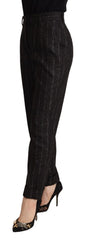 Dolce & Gabbana Black Striped High Waist Tapered Pants - IT38|XS - Trousers