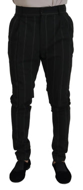 Dolce & Gabbana Black Striped Men Trousers Cotton Pants - IT48 | M - Trousers