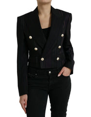 Dolce & Gabbana Black Striped SICILIA Double Breasted Jacket - IT44 | L - Sport Jackets