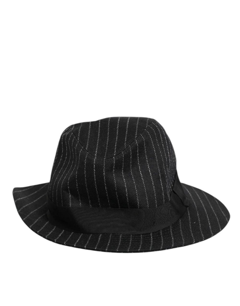 Dolce & Gabbana Black Striped Virgin Wool Men Fedora Capello Hat - 59 cm|L - Fedoras