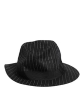 Dolce & Gabbana Black Striped Virgin Wool Men Fedora Capello Hat - 59 cm|L - Fedoras