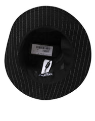 Dolce & Gabbana Black Striped Virgin Wool Men Fedora Capello Hat - 59 cm|L - Fedoras