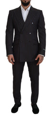 Dolce & Gabbana Black Striped Wool Formal 2 Piece Suit - IT50 | L - Pant Suits