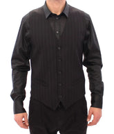 Dolce & Gabbana Black Striped Wool Logo Vest - IT48 | M - Vests