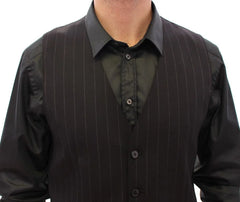 Dolce & Gabbana Black Striped Wool Logo Vest - IT48 | M - Vests