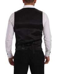 Dolce & Gabbana Black Striped Wool Silk Waistcoat Vest - IT48 | M - Vests