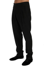 Dolce & Gabbana Black Striped Wool Stretch Pants - IT54 | XL - Trousers
