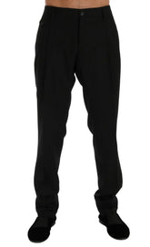 Dolce & Gabbana Black Striped Wool Stretch Pants - IT54 | XL - Trousers