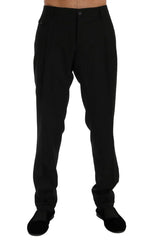 Dolce & Gabbana Black Striped Wool Stretch Pants - IT54 | XL - Trousers