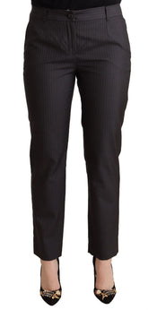 Dolce & Gabbana Black Striped Wool Tapered Trouser Pants - IT44|L - Trousers